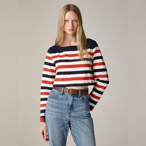NWT J. Crew‎ cropped mariner cotton boatneck long sleeve striped tee size XXL